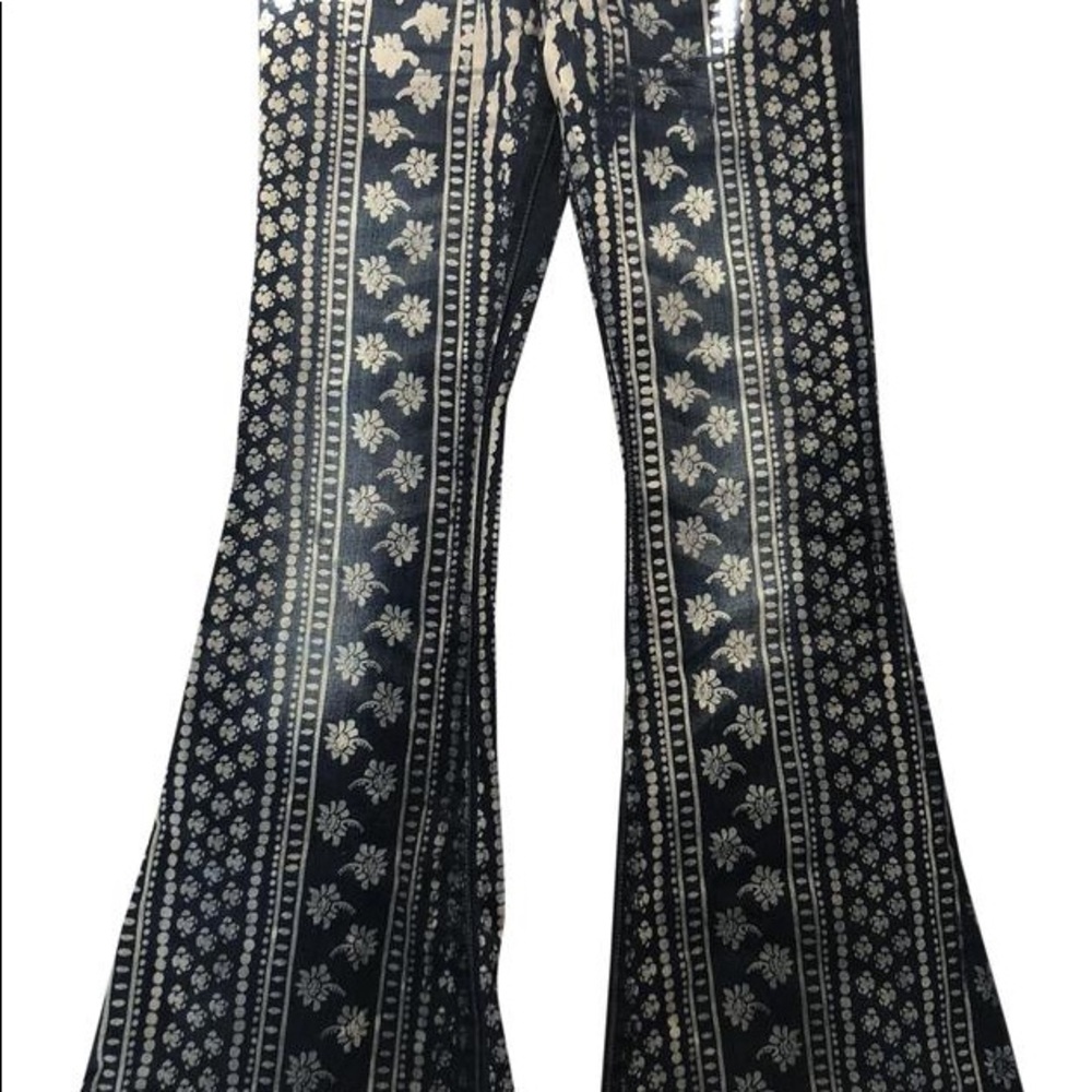 RARE FREE PEOPLE BALI painted super flares sz 28 - Picture 6 of 8